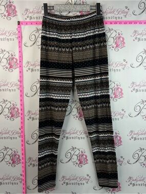 Tights leggings Striped Fair Isle Patterned Leggings - Black, Brown & White